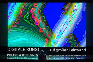 Digitale Kunst auf grosser Leinwand / Poetics & Xpressives / Antonia & Burkhard Zimmermann